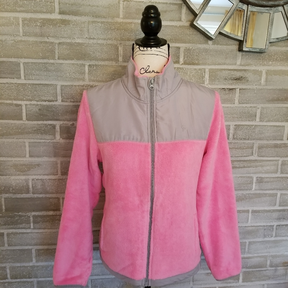 Danskin Fuzzy Sweater With Zipper, Pink and Gray, SIZE M. - Picture 2 of 16